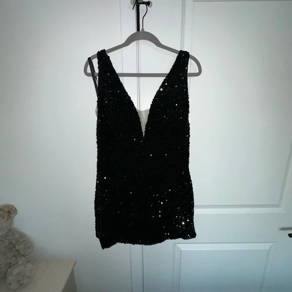 🖤 Sherri Hill 55120 Sequin Short Dress Size 18 Plunge V Open Back Prom Cocktail - Picture 4 of 9
